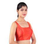 Red Silk Sleeveless Padded Blouse - Image 3