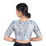 Black Silk Printed V-Neck Saree Blouse - Image 3