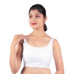 White Silk Sleeveless Padded Blouse - Image 4