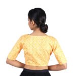 Silk Yellow Bandhani Printed V-Neck Saree Blouse - Image 3