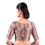Elegant Brown Print V Neck Blouse | Embroidered Saree Blouse - Image 2