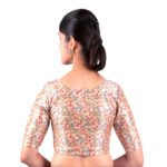 Chic Multi-Color Printed V-Neck Blouse | Embroidered Texture Saree Blouse For Women - Image 2