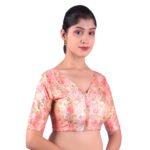 Elegant Pink Multi Print V Neck Blouse - Image 3