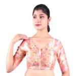 Elegant Pink Multi Print V Neck Blouse - Image 4