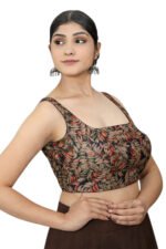 Printed Sleeveless Readymade Silk Blouse | Square Neck | Padded | Open Back Tie-Up | Designer Printed Saree Blouse - Image 5