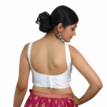 Womens Silk Solid Sleeveless Padded Blouse - Image 4