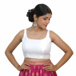 Womens Silk Solid Sleeveless Padded Blouse - Image 2