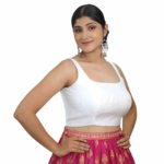 Womens Silk Solid Sleeveless Padded Blouse - Image 5