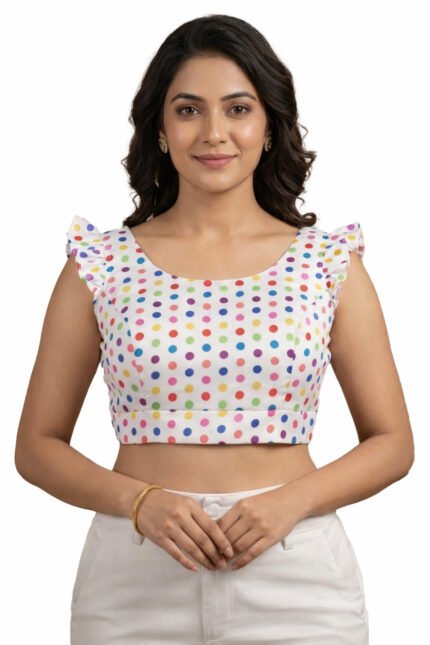 Polka Dot Ruffle Sleeve Blouse