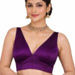 Purple Silk V-Neck Blouse