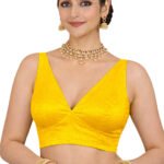 Yellow Silk V-Neck Blouse